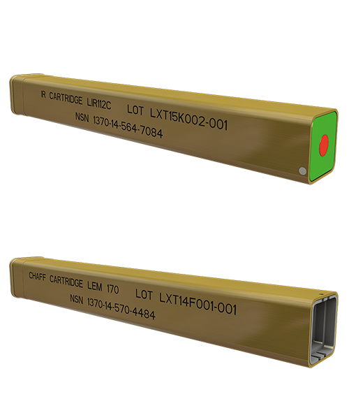Lacroix Defense Helicopters Countermeasures Kinematic range cartridges, Chaff